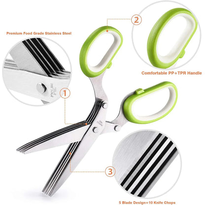 5-Blade Herb Kitchen Scissors | Fast Herb & Vegetable Cutter