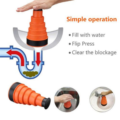 Kitchen Sink Drain Plunger | Compact Clog Remover Tool