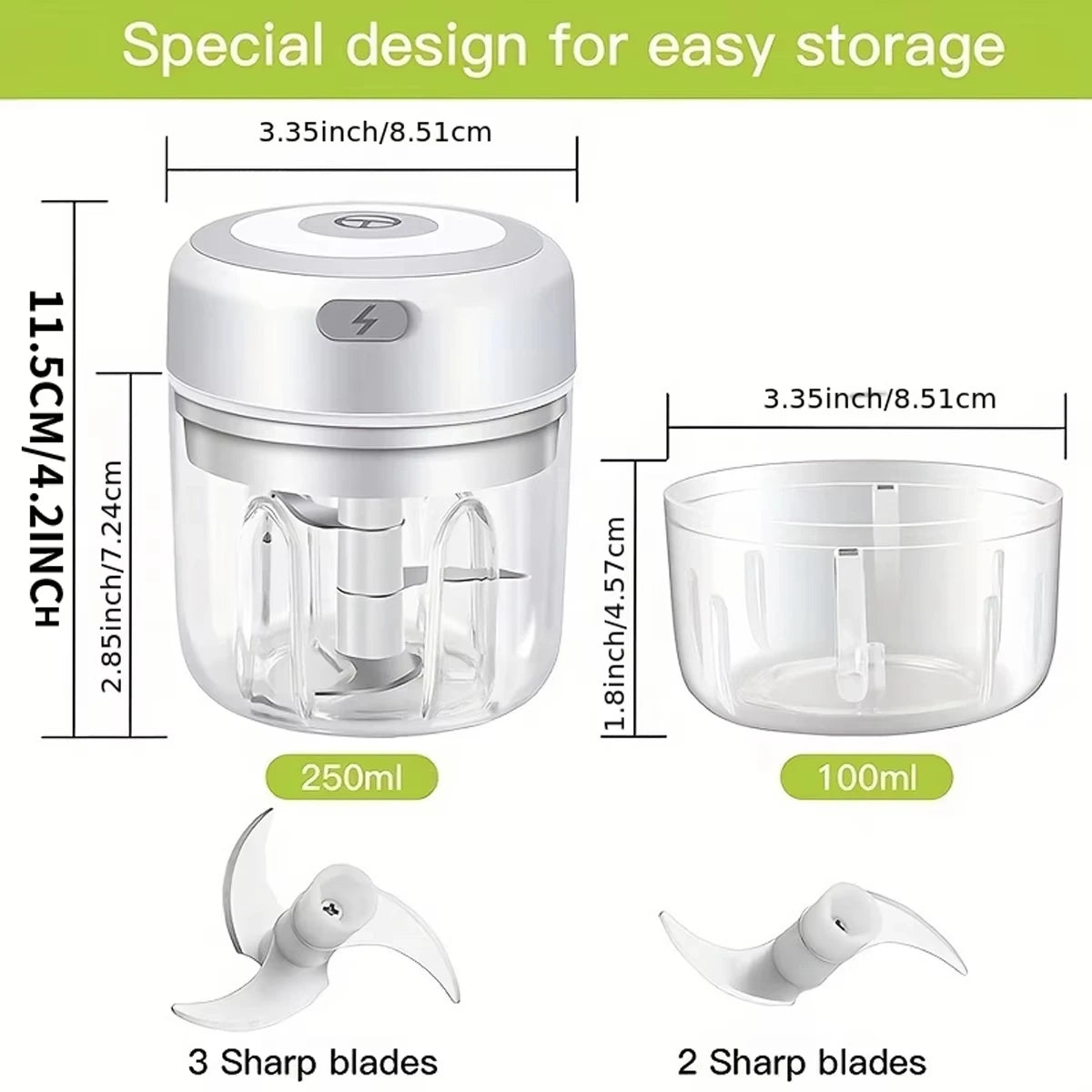 Mini Electric Food Chopper | USB Rechargeable Vegetable & Garlic Cutter